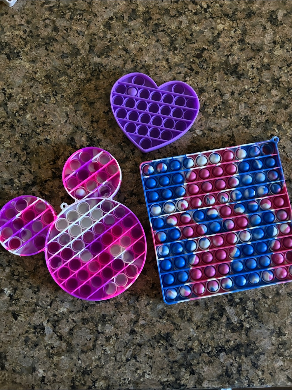 Colorful Pop It Sensory Fidget Bundle - Pink, Purple, Blue